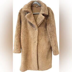 Uniqlo Warm Brown Sherpa Teddy Jacket Button Down Pockets Size Medium